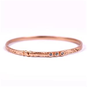 Beaten effect bangle with 3 crystal detail