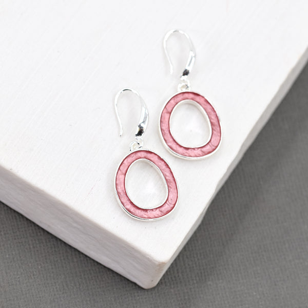 Circle enamel earring with fish hook