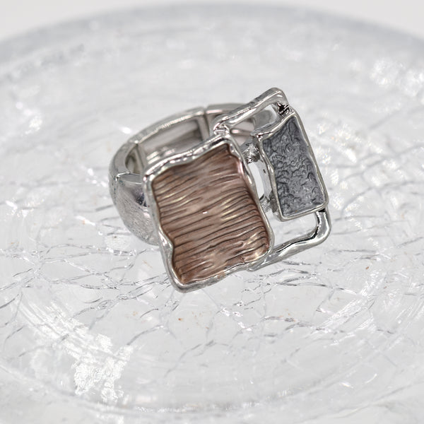 Square overlap stretchy enamel ring