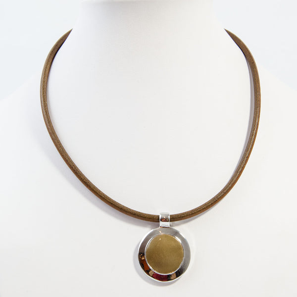 Short leather necklace with simple leather dropper