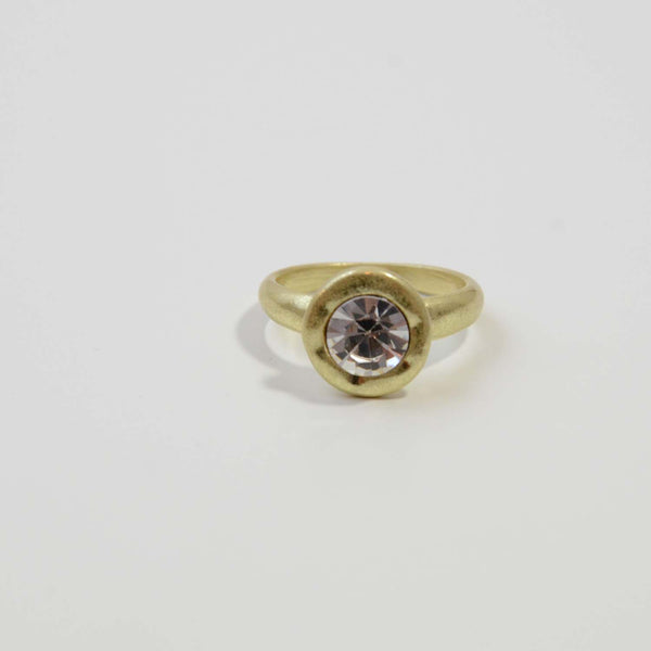 Matt gold ring with round crystal feature