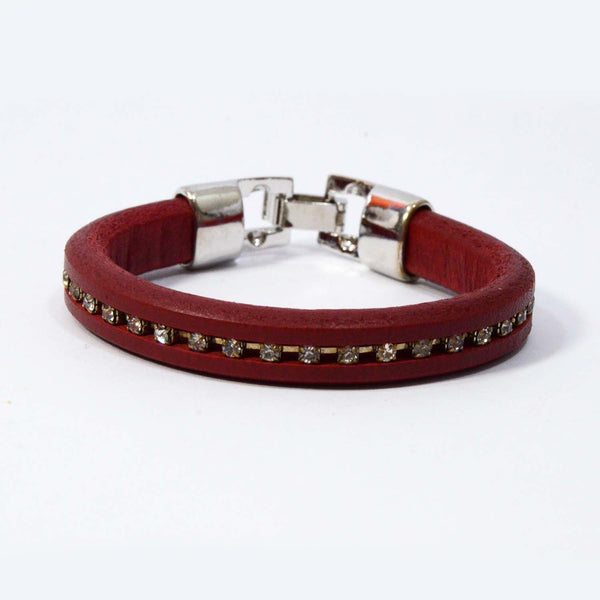 Crystal embedded in a sturdy leather band
