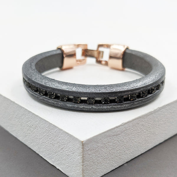 Crystal embedded in a sturdy leather band