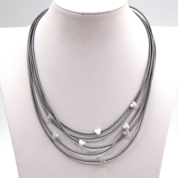 Mini multi strand flat heart necklace