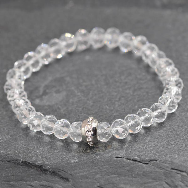 Cut glass bracelet with metal & crystal detail