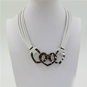 Organic oval detail on leather necklace