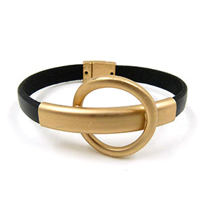Wraparound statement bracelet with circle design feature