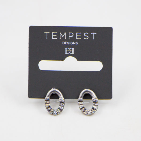 Mixed texture oval shape stud earrings