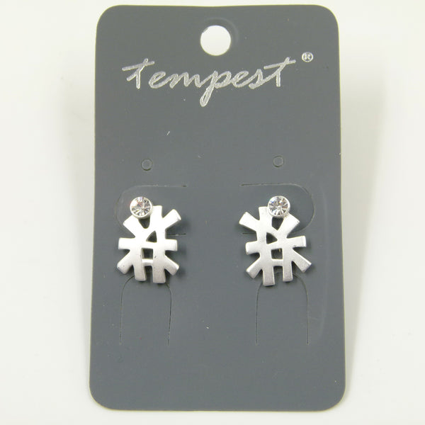 Delicate criss-cross style stud earrings with crystal