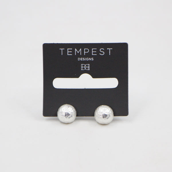 Beaten hemisphere shape stud earring