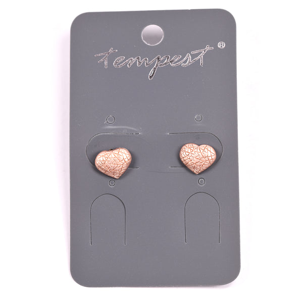 Scratched heart stud earrings