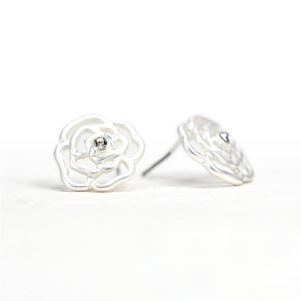 Cut out flower with crystal stud earring