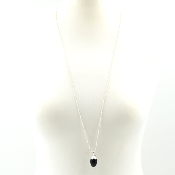 Resin pendant on long chain necklace