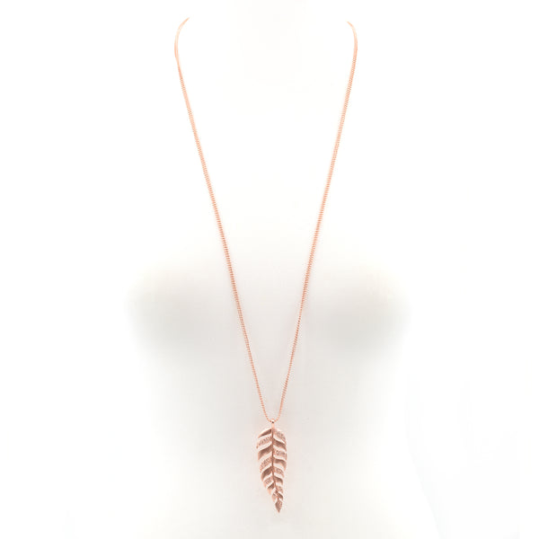 Mix texture leaf style pendant on delicate long ball chain n