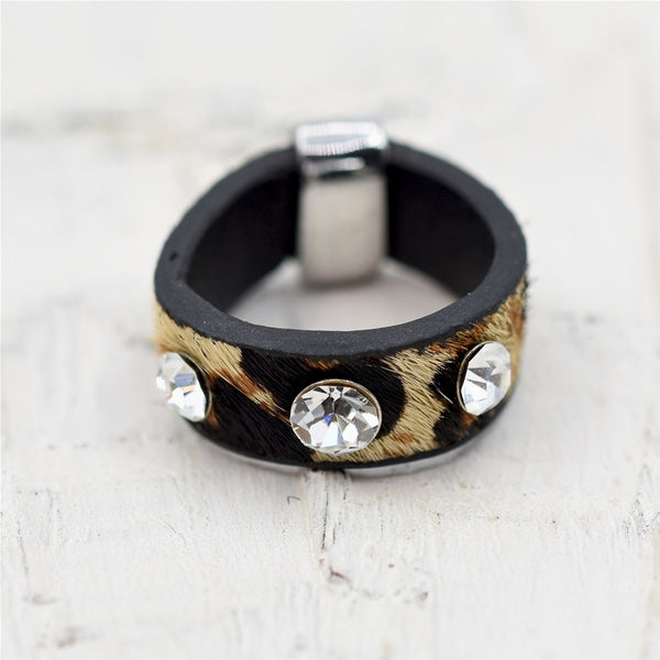 Animal print ring with crystal detail