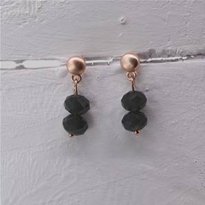 Matt Rose Gold and Grey double beaded delicate Earring