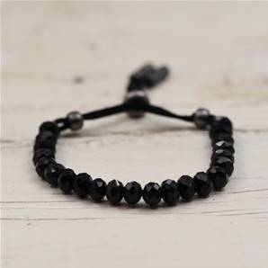 Matt Silver and BlACK Beaded Friendship Bracele