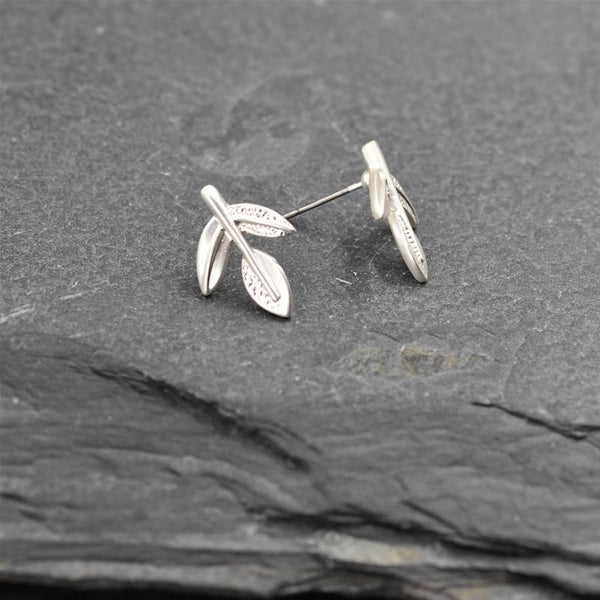 3 little leaf stud earrings