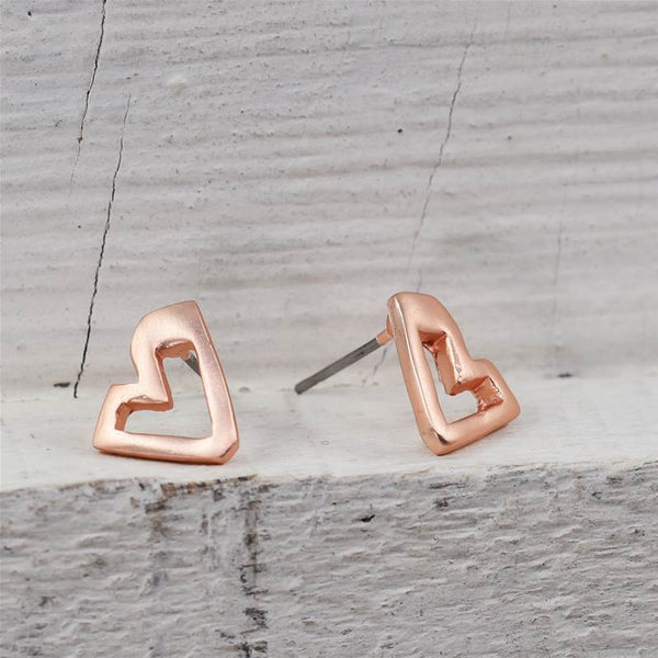 Contemporary open heart stud earrings