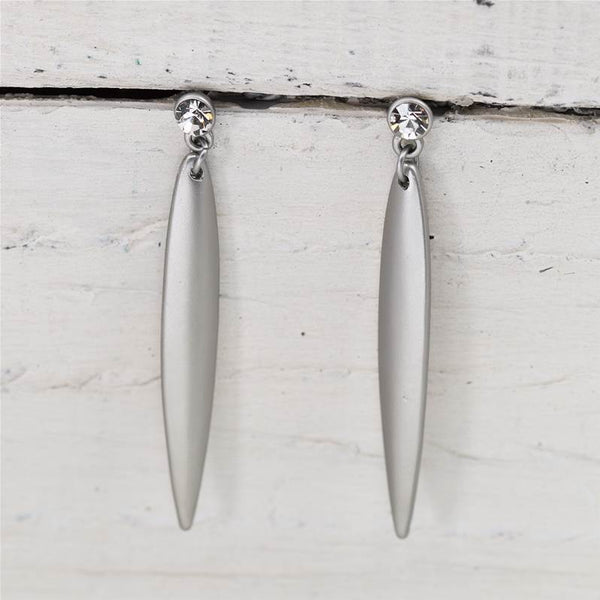 Elongated smooth drop long contemporary dangle earring with