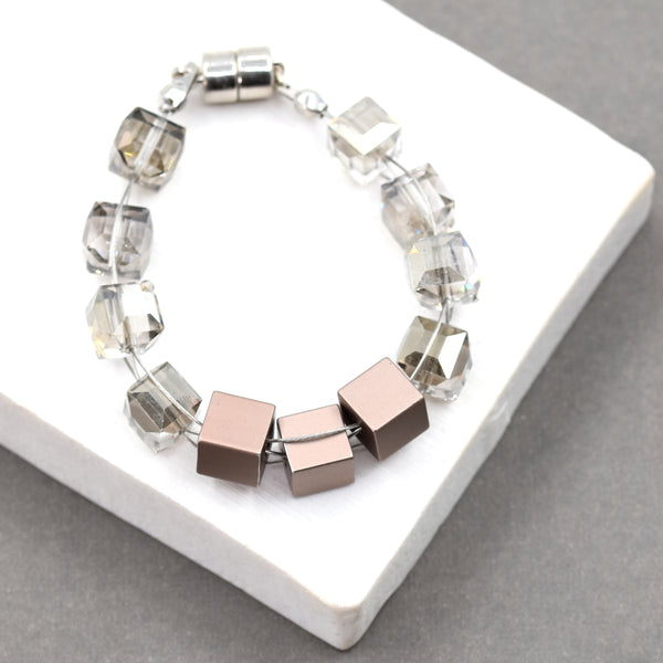 High quality cube with cubed crystals bracelet
