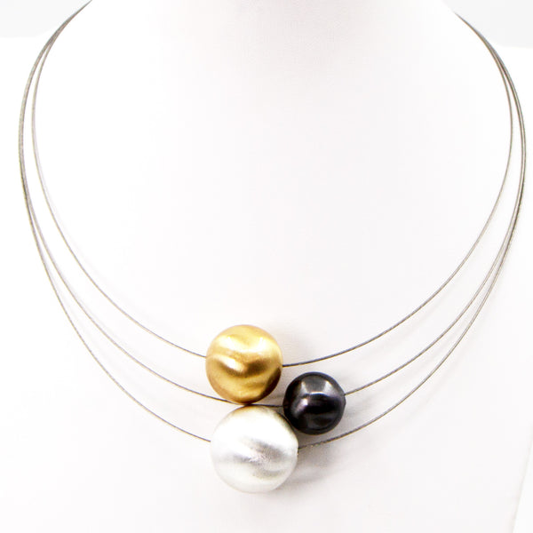 Ball pendant multi strand necklace