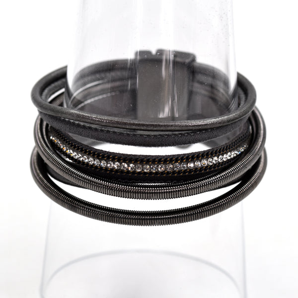 Multi strand leather bracelet with magnetic clasp