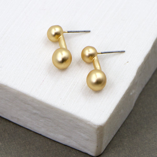 Double ball and bar earrings