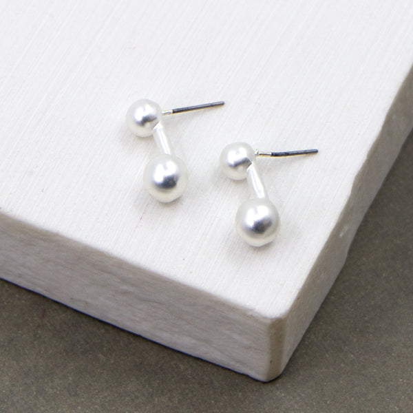 Double ball and bar earrings