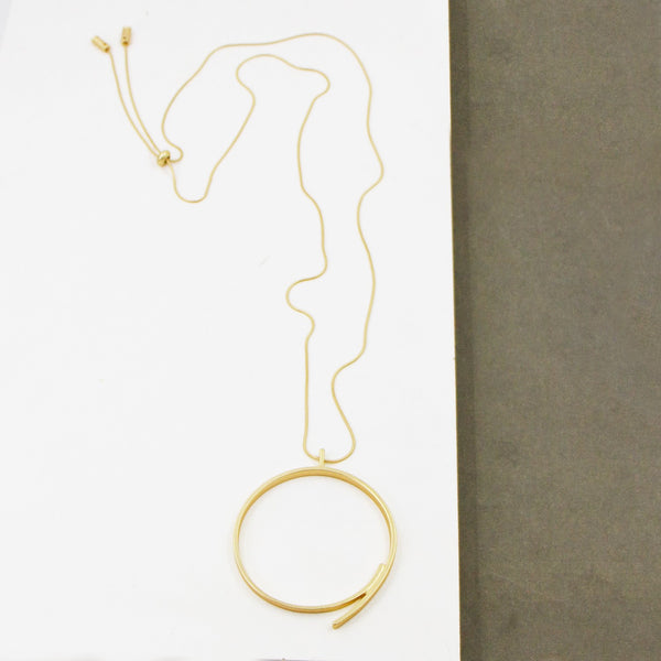 Contemporary ring necklace on long chain