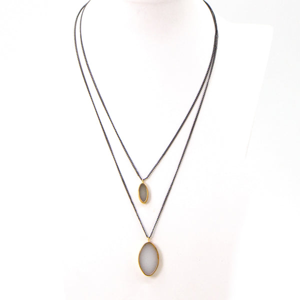 Double strand contemporary resin necklace