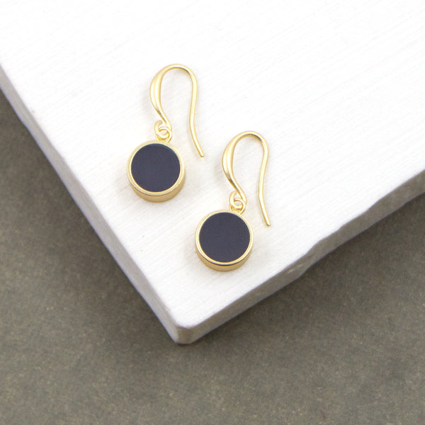 Contemporary small resin inlay circle earrings