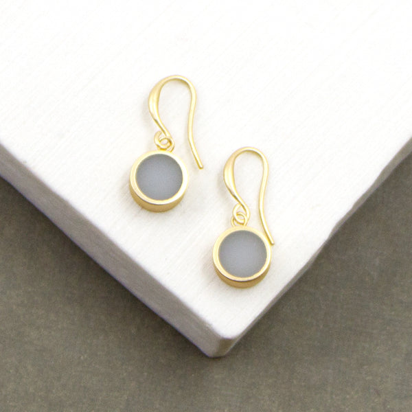 Contemporary small resin inlay circle earrings