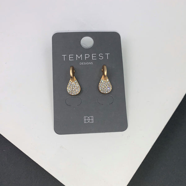 Sleek crystal encrusted drop shape earrings