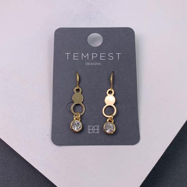 Circles and crystal drop earrings