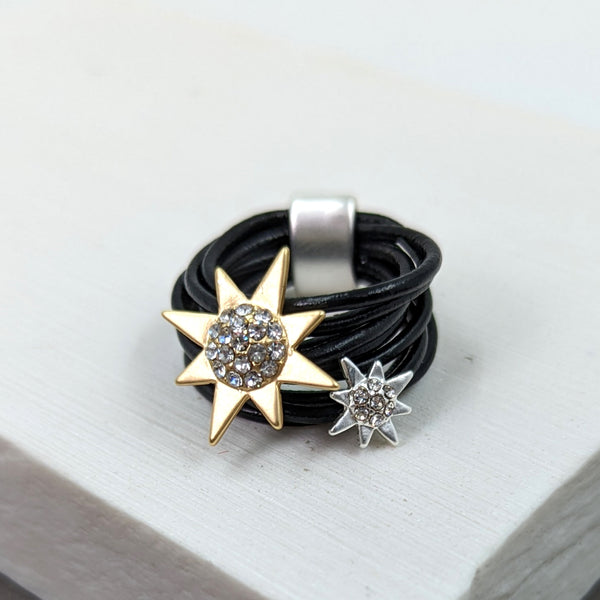 Multi star burst leather ring