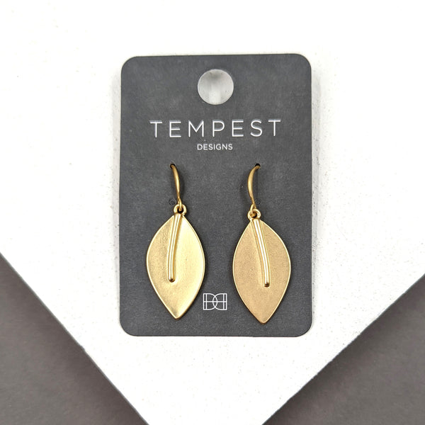 Contemporary leaf component drop earrings