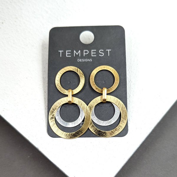 Flat contemporary rings dusl plating earrings