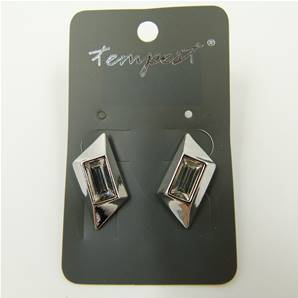 Edgy style earring w/ rectangular stones