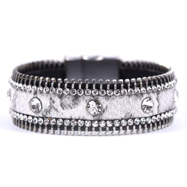 Statement cuff with feature metal work and mag clasp