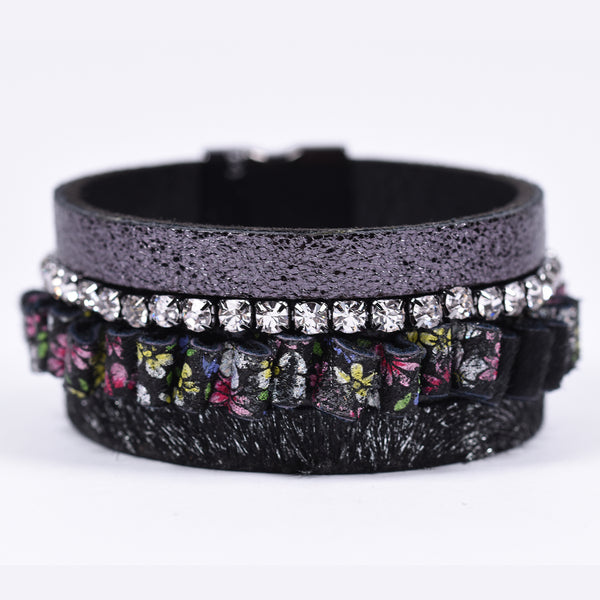 Statement cuff with animal print & crystals