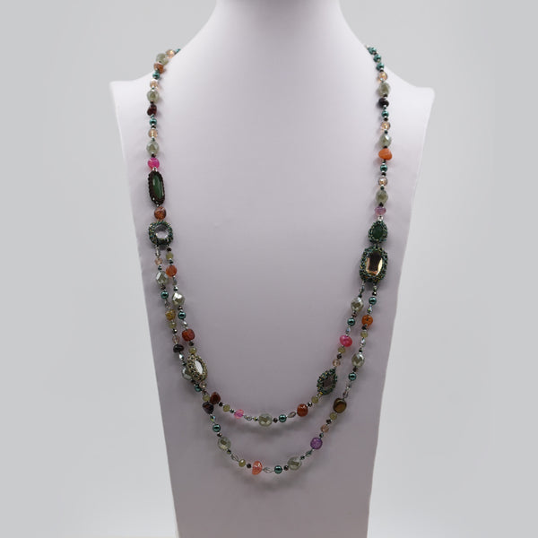 Luxury long necklace with semi precious beads
