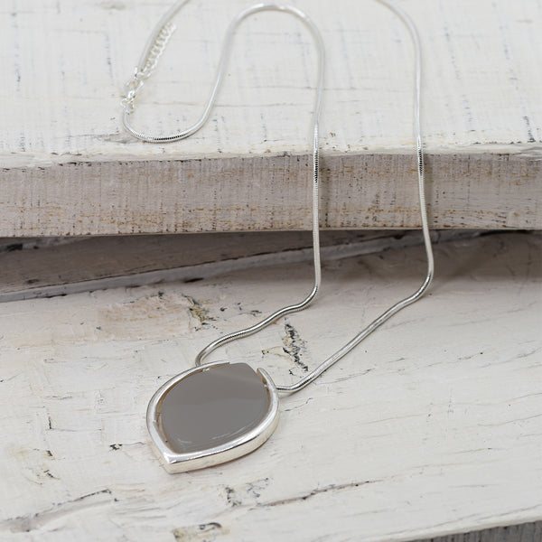 Silver and grey long necklace