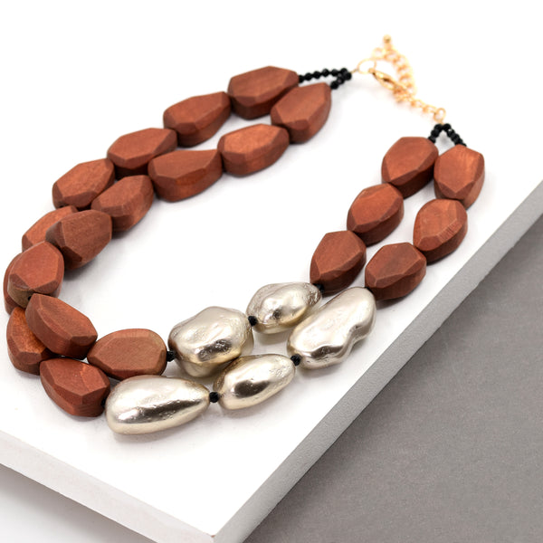 Double layered pebble necklace