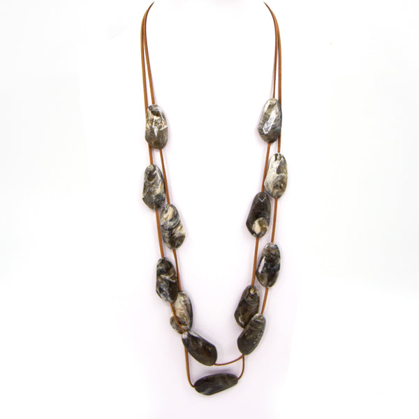 Resin and suede double strand necklace