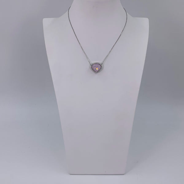 Delicate stone necklace with crystal surround