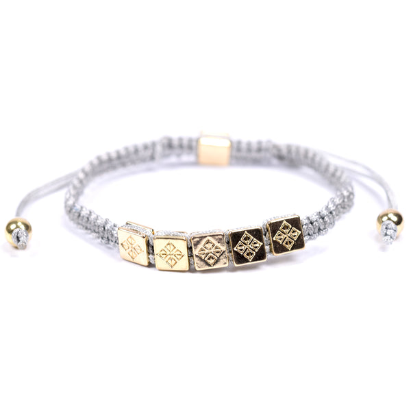 Friendship style bracelet with feature cube nuggets