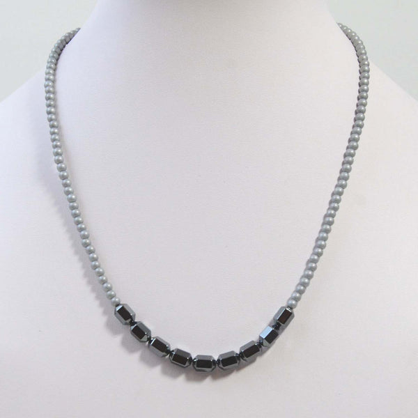 Simple dainty necklace with hemetite central beads