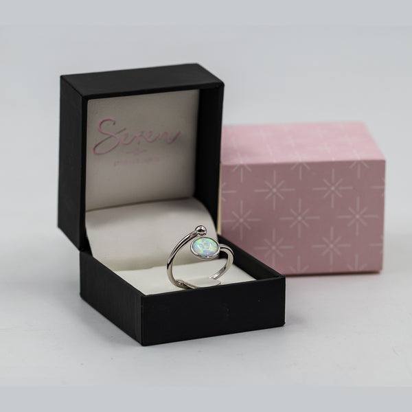 925 white Japanese Opal stone open ring