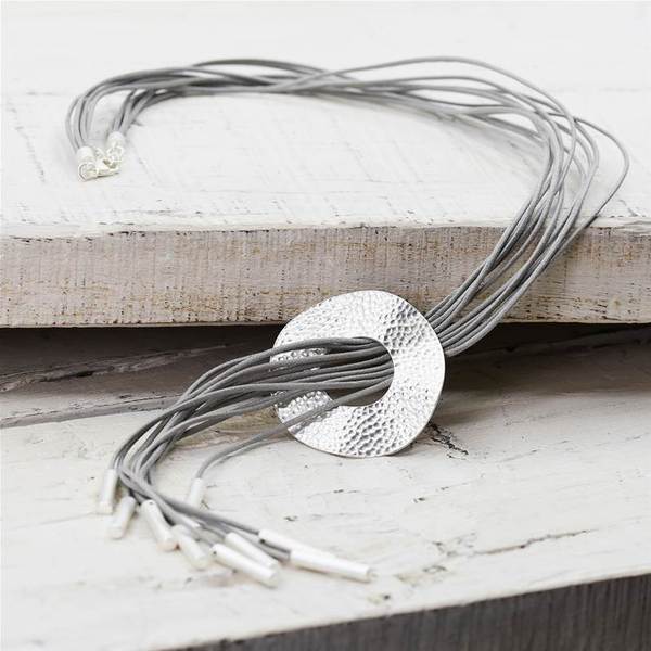 High quality natural twine Y shaped necklace with textured d